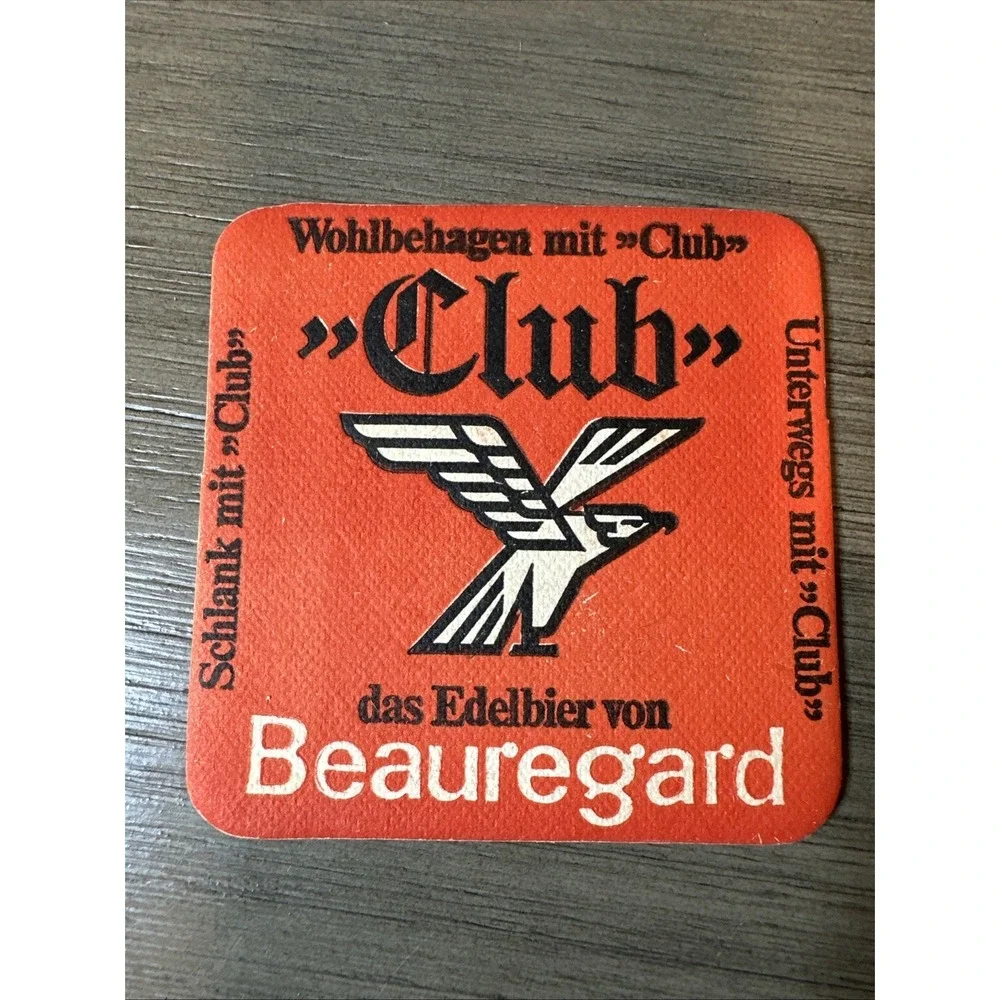 Vintage Club Beauregard Coaster Rare‎ Breweriana Restaurant Memorabilia